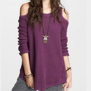 Free People Plum Off-the-Shoulder Sweater